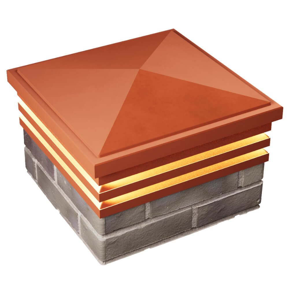 Колпак Zking Бона ХайТек Красный на столб 1.5х1.5 кирпича (385х385мм) с подсветкой в Анапе фото