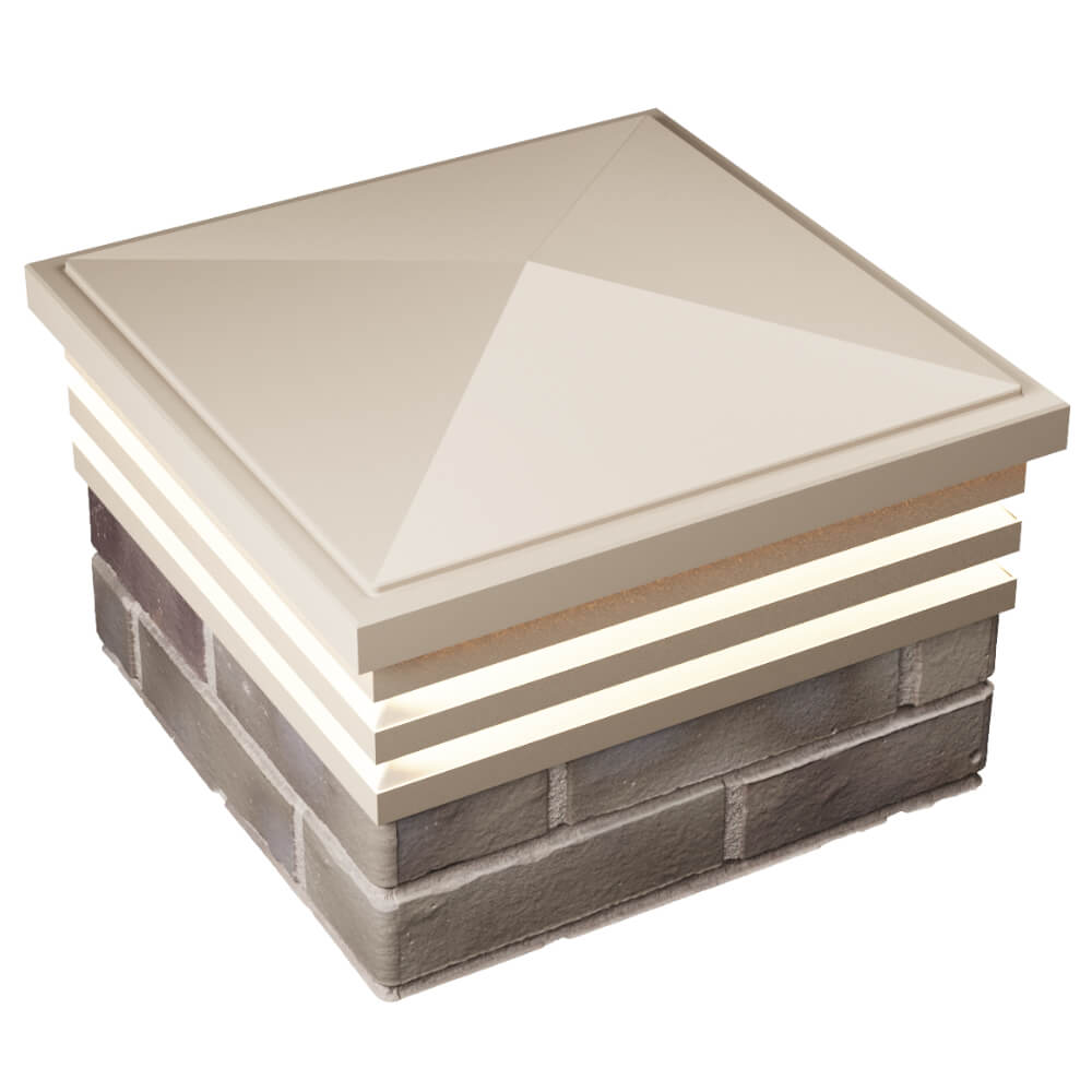 Колпак Zking Бона ХайТек Бежевый на столб 1.5х1.5 кирпича (385х385мм) с подсветкой в Анапе фото