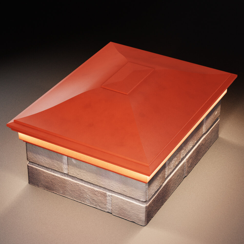 Колпак Zking Монблан Красный на столб 2х1.5 кирпича (515х385мм) c подсветкой в Анапе фото