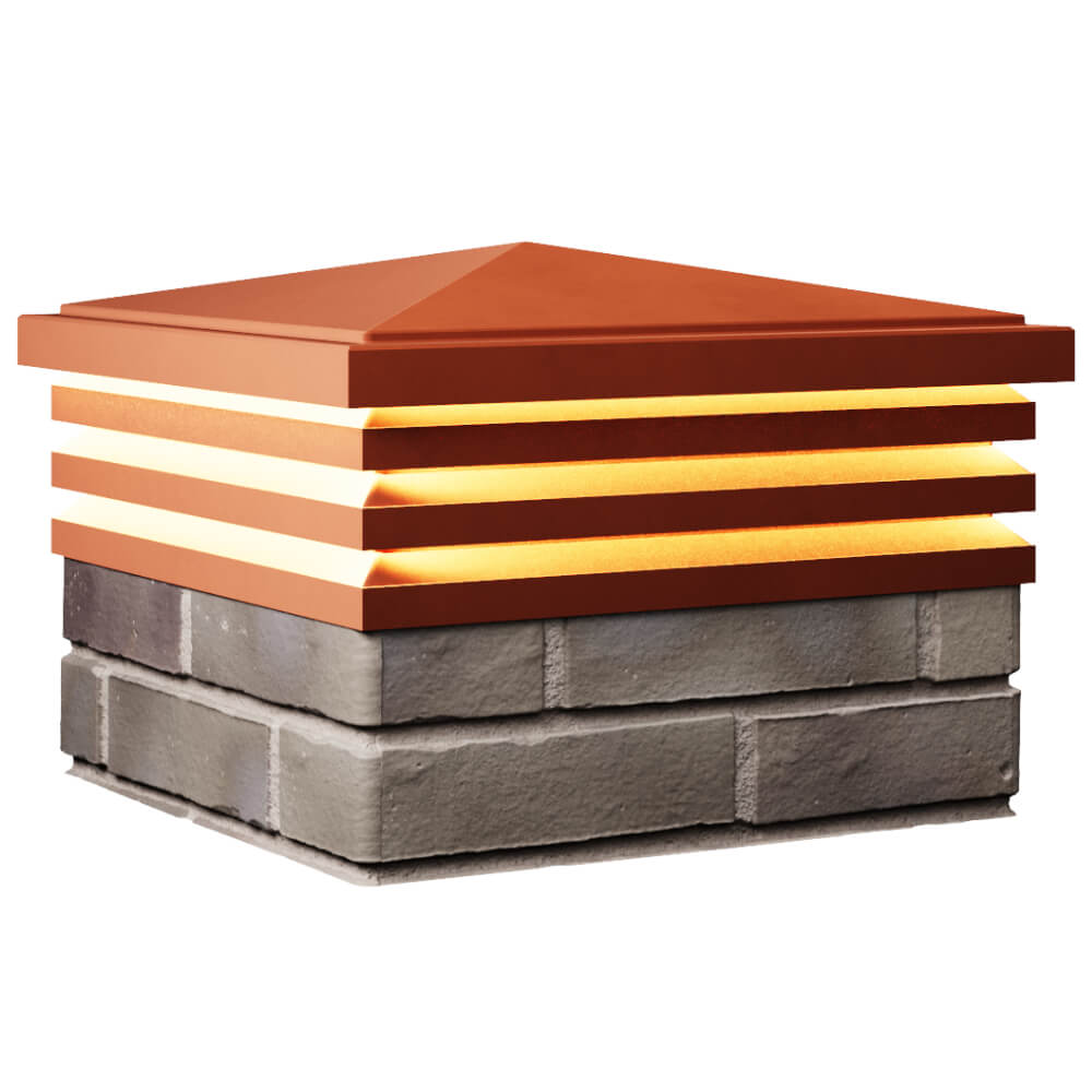 Колпак Zking Бона ХайТек Красный на столб 1.5х1.5 кирпича (385х385мм) с подсветкой в Анапе фото