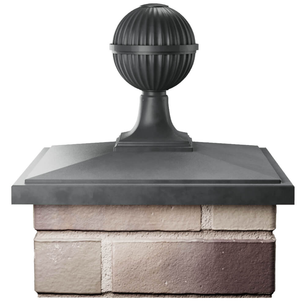 Колпак Zking БонаМоно Серый с шаром на столб 1.5х1.5 кирпича (385х385, 400х400мм) в сборе Анапа фото