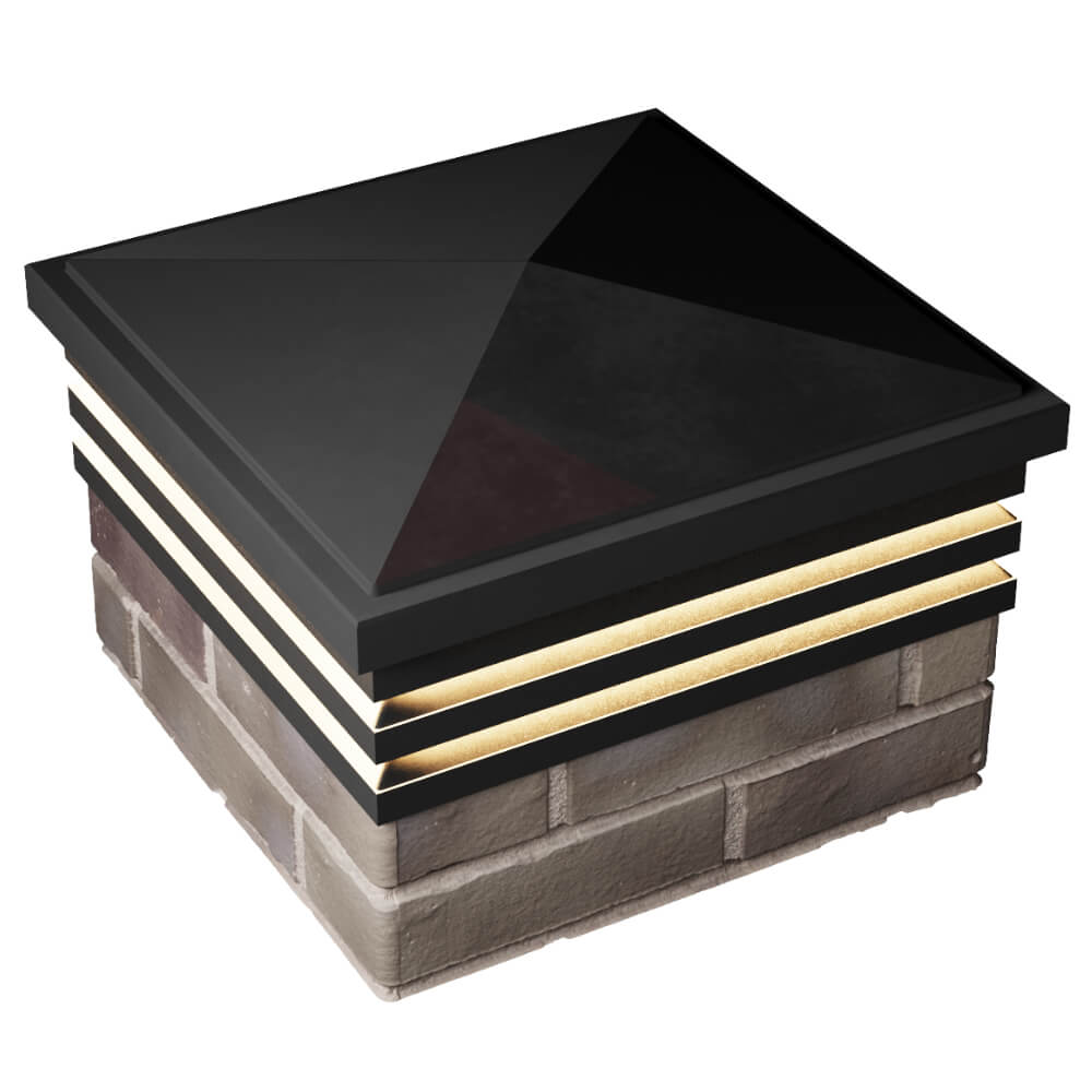 Колпак Zking Бона ХайТек Черный на столб 1.5х1.5 кирпича (385х385мм) с подсветкой в Анапе фото