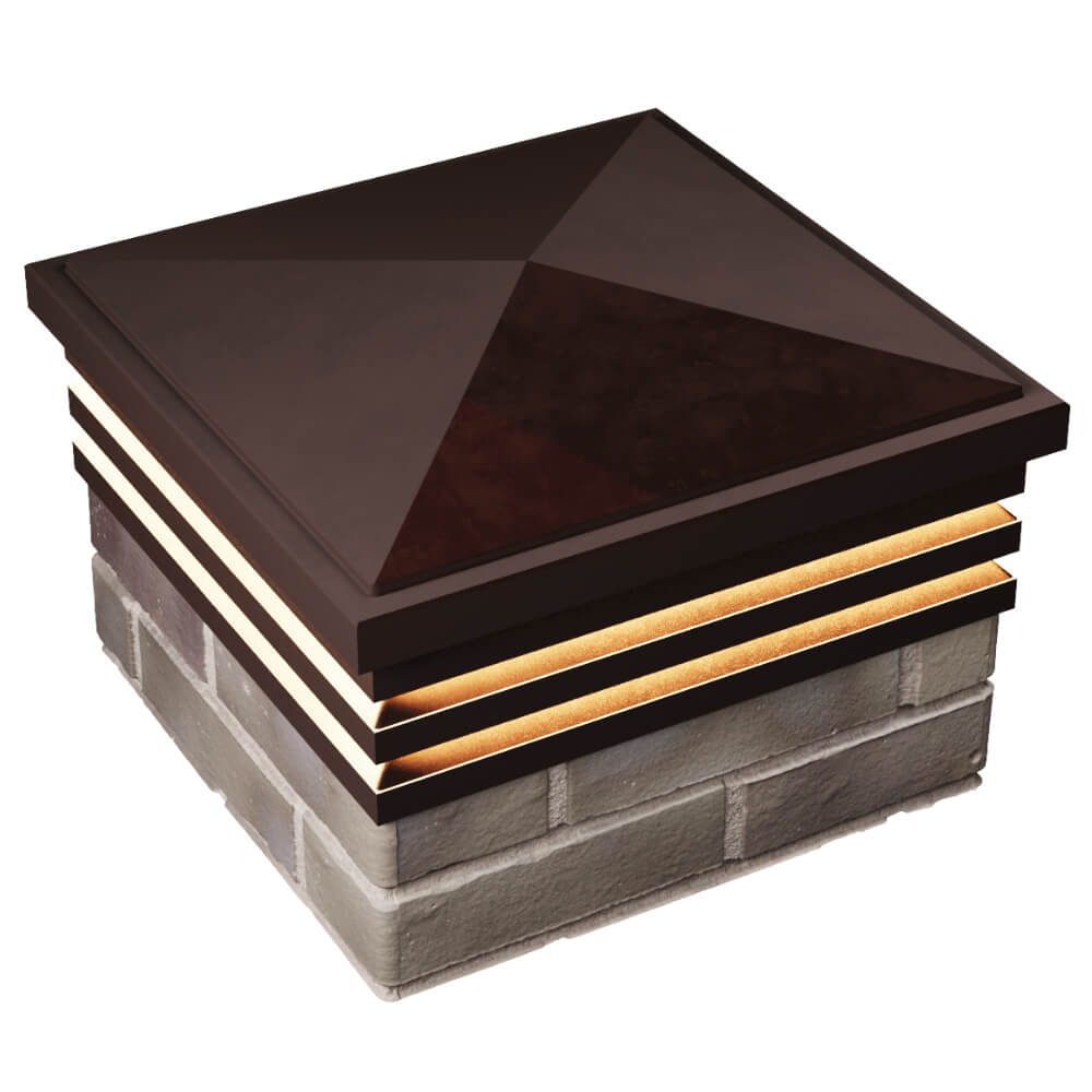 Колпак Zking Бона ХайТек Коричневый на столб 1.5х1.5 кирпича (385х385мм) с подсветкой в Анапе фото