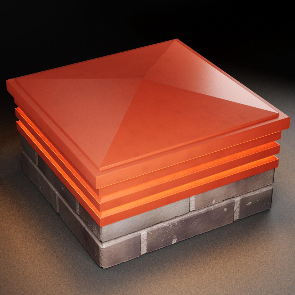 Колпак Zking Бона ХайТек Красный на столб 2х2 кирпича (513х513мм) с подсветкой в Анапе фото