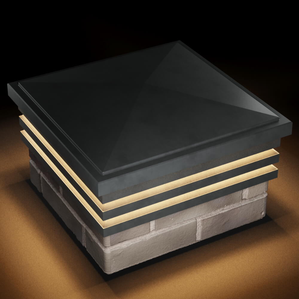 Колпак Zking Бона ХайТек Серый на столб 1.5х1.5 кирпича (385х385мм) с подсветкой в Анапе фото