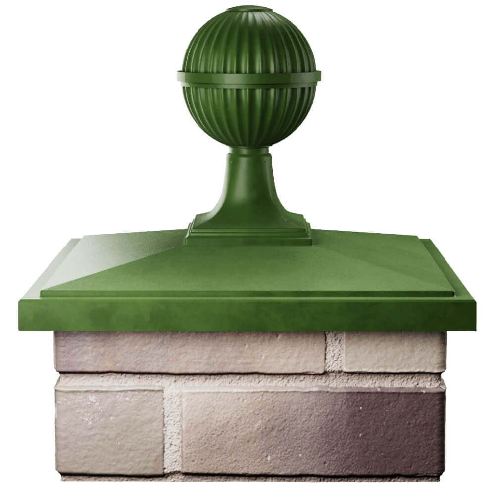 Колпак Zking БонаМоно Зеленый с шаром на столб 1.5х1.5 кирпича (385х385, 400х400мм) в сборе Анапа фото