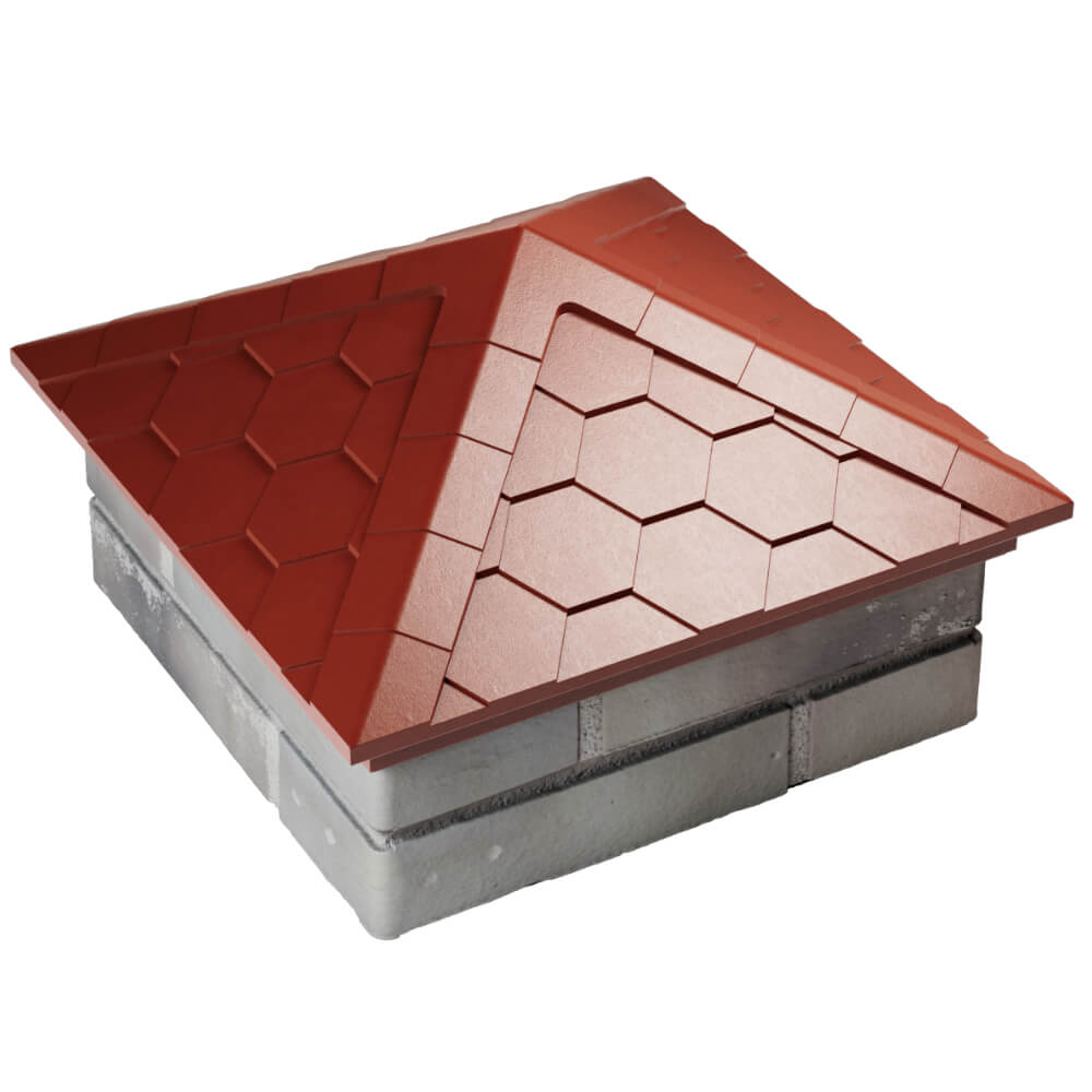 Колпак Zking Эверест Красный на столб 1.5х1.5 кирпича (390х390мм) в Анапе фото