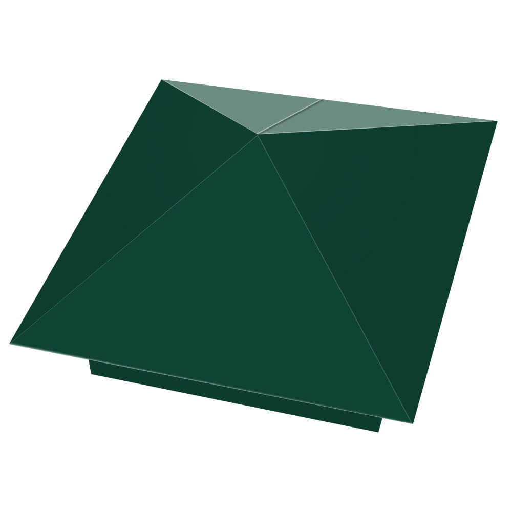 Колпак металлический 390х390мм RAL6005 Зеленый Мох заборный Анапа фото