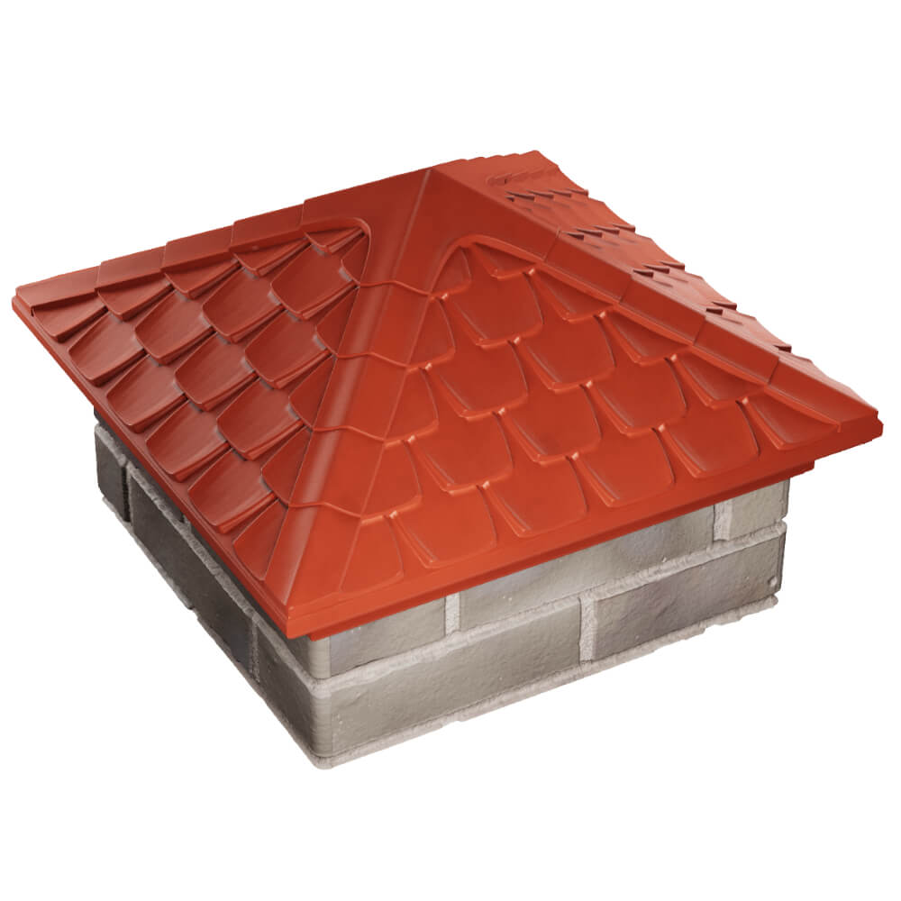 Колпак Zking Эльбрус Красный на столб 1.5х1.5 кирпича (385х385мм) в Анапе фото