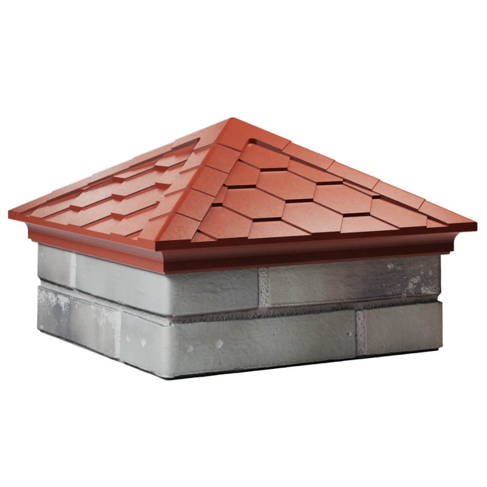 Колпак Zking Эверест Красный на столб 1.5х1.5 кирпича (390х390мм) в Анапе фото