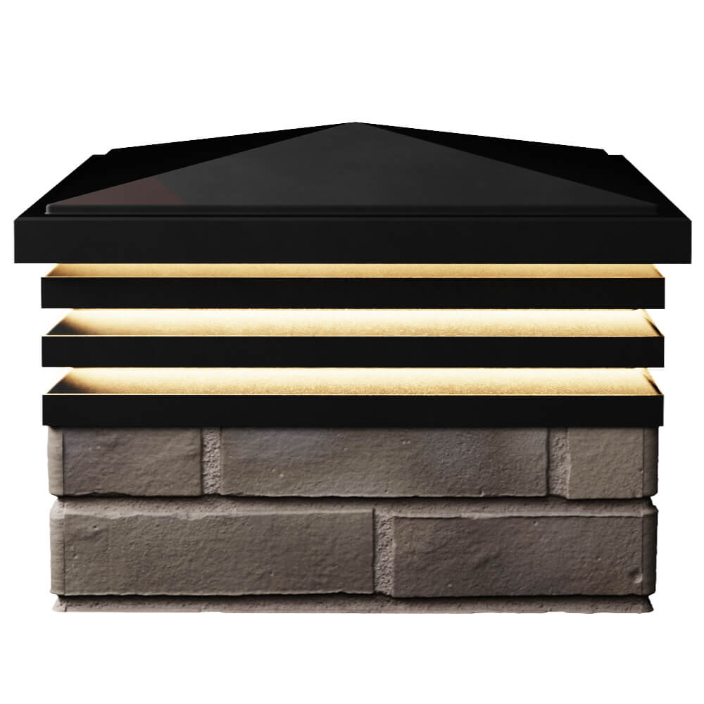 Колпак Zking Бона ХайТек Черный на столб 1.5х1.5 кирпича (385х385мм) с подсветкой в Анапе фото