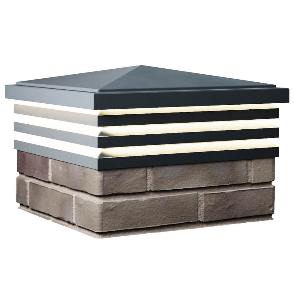 Колпак Zking Бона ХайТек Серый на столб 1.5х1.5 кирпича (385х385мм) с подсветкой в Анапе фото