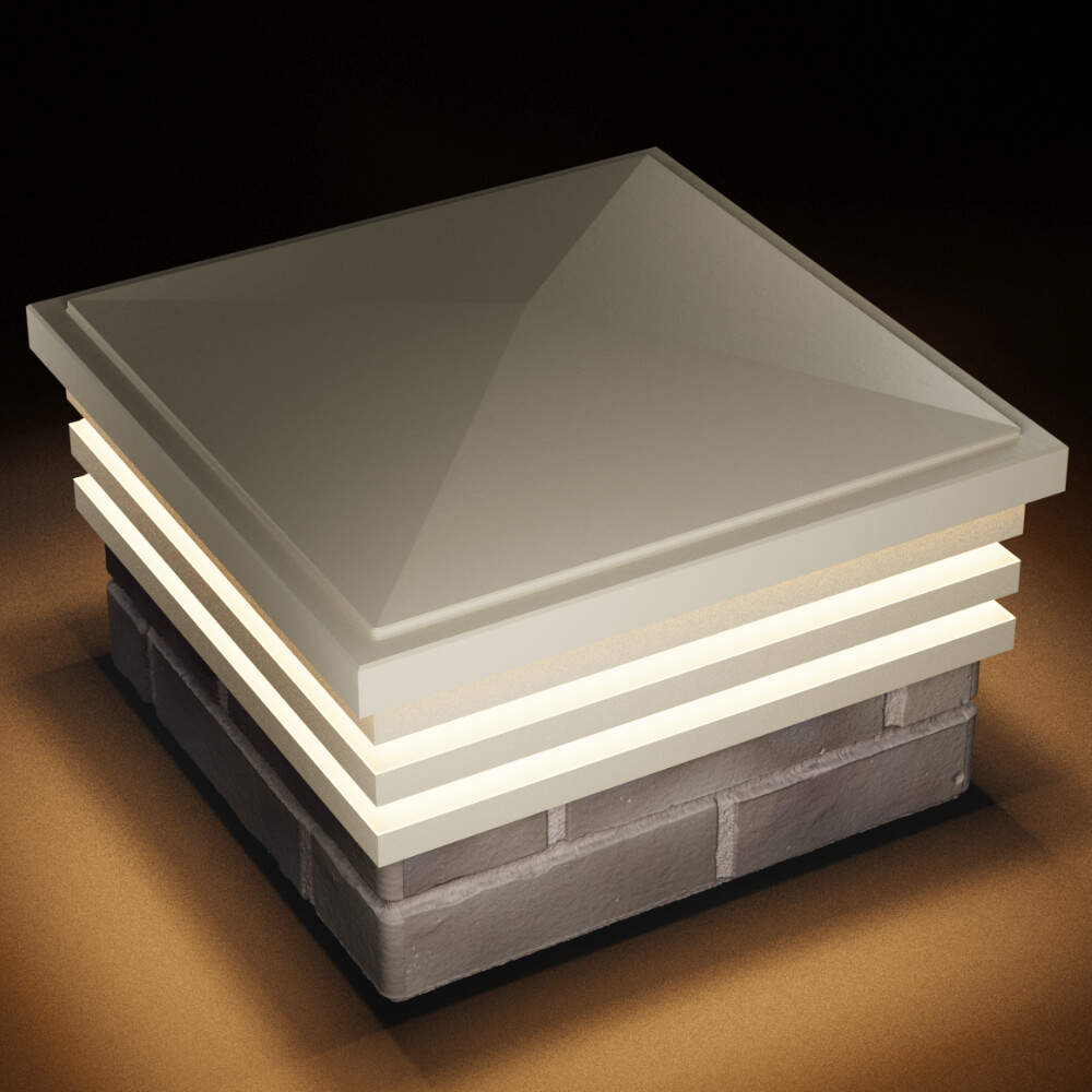 Колпак Zking Бона ХайТек Бежевый на столб 1.5х1.5 кирпича (385х385мм) с подсветкой в Анапе фото