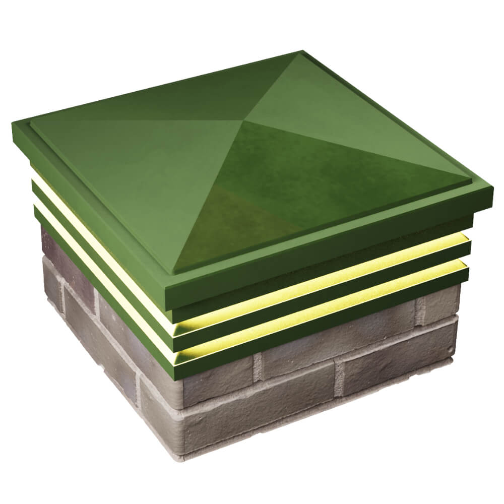 Колпак Zking Бона ХайТек Зеленый на столб 1.5х1.5 кирпича (385х385мм) с подсветкой в Анапе фото