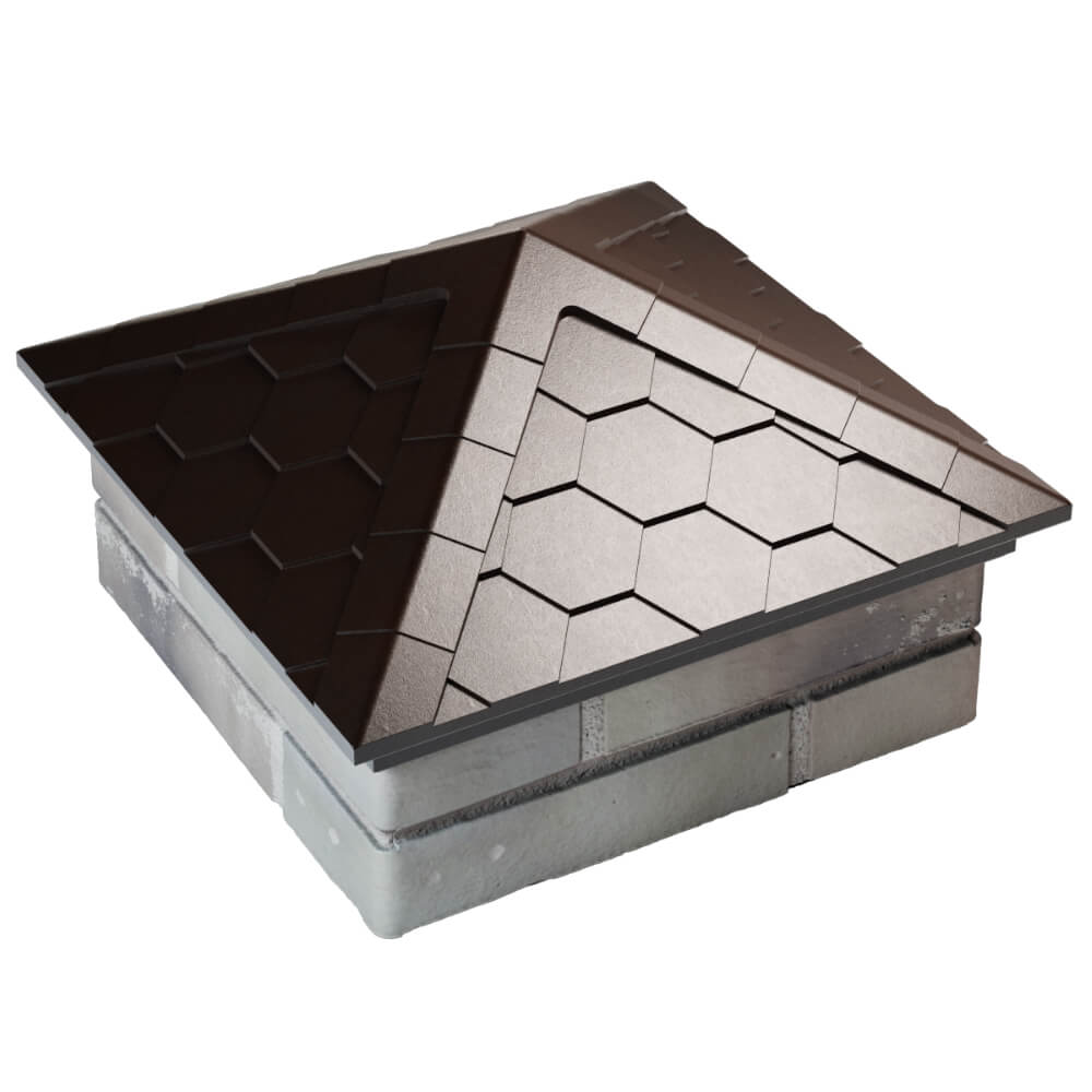 Колпак Zking Эверест Коричневый на столб 1.5х1.5 кирпича (390х390мм) в Анапе фото