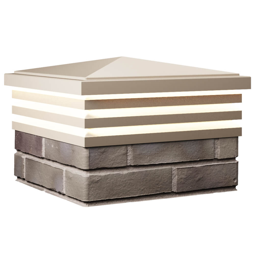 Колпак Zking Бона ХайТек Бежевый на столб 1.5х1.5 кирпича (385х385мм) с подсветкой в Анапе фото