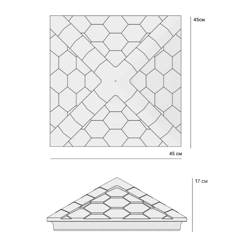 Колпак Zking Эверест Серый на столб 1.5х1.5 кирпича (390х390мм) в Анапе фото