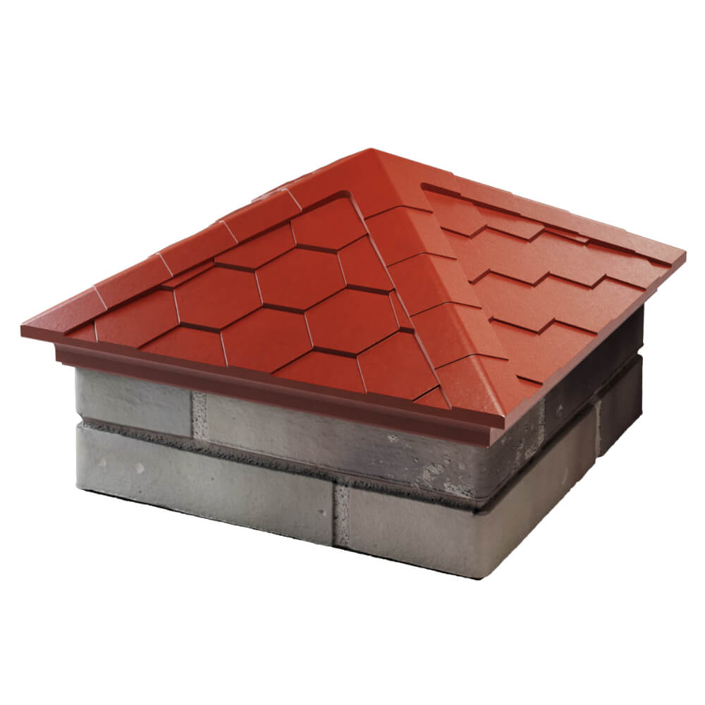 Колпак Zking Эверест Красный на столб 1.5х1.5 кирпича (390х390мм) в Анапе фото