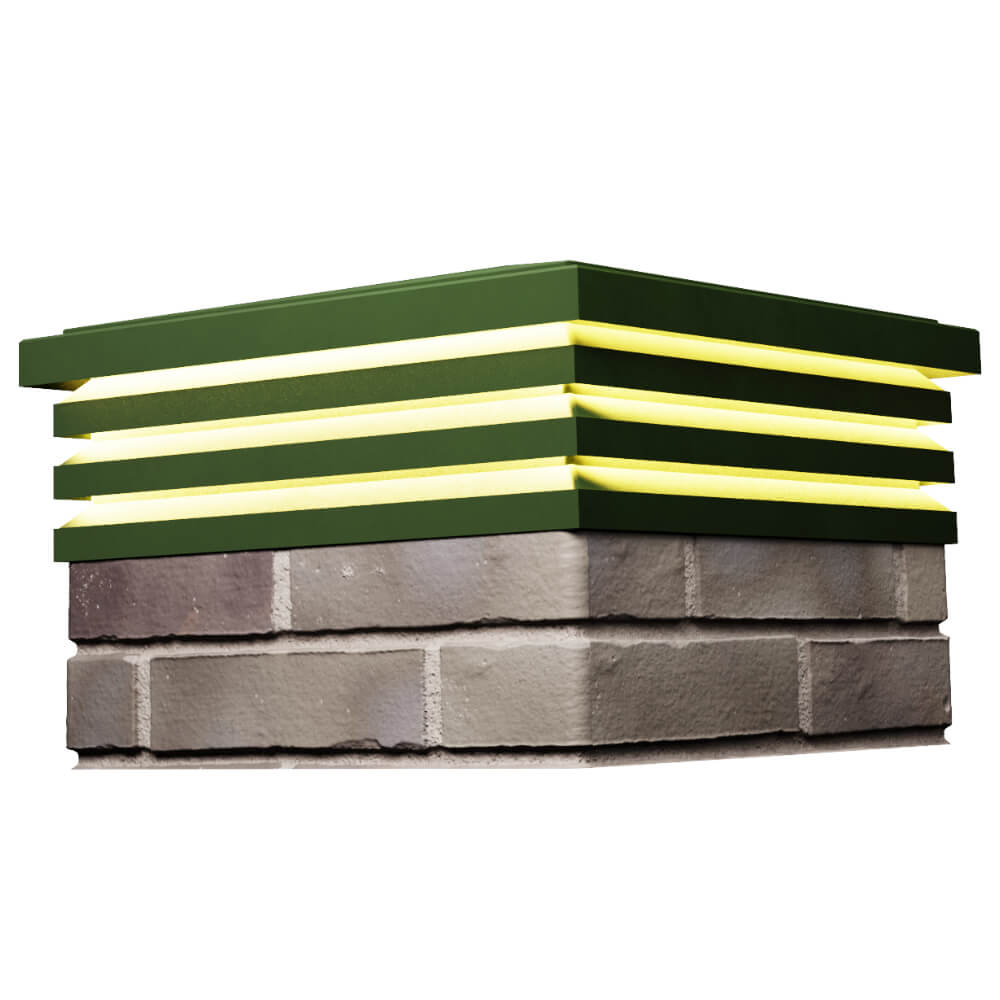 Колпак Zking Бона ХайТек Зеленый на столб 1.5х1.5 кирпича (385х385мм) с подсветкой в Анапе фото