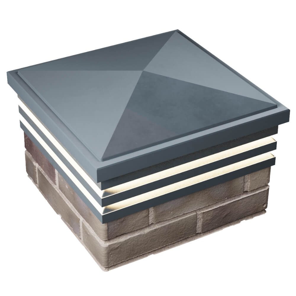 Колпак Zking Бона ХайТек Серый на столб 1.5х1.5 кирпича (385х385мм) с подсветкой в Анапе фото