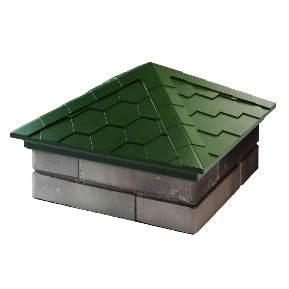 Колпак Zking Эверест Зеленый на столб 1.5х1.5 кирпича (390х390мм) в Анапе фото