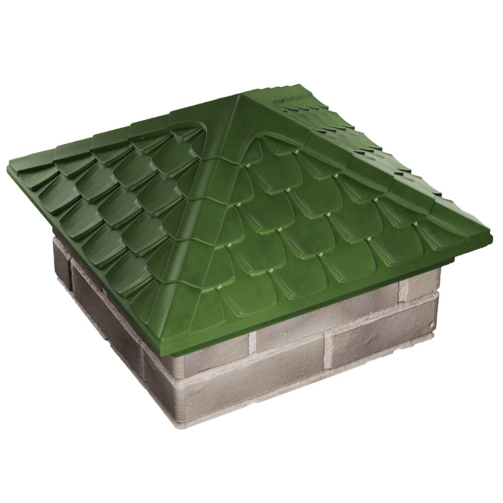 Колпак Zking Эльбрус Зеленый на столб 1.5х1.5 кирпича (385х385мм) в Анапе фото