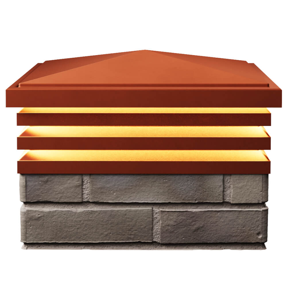 Колпак Zking Бона ХайТек Красный на столб 1.5х1.5 кирпича (385х385мм) с подсветкой в Анапе фото