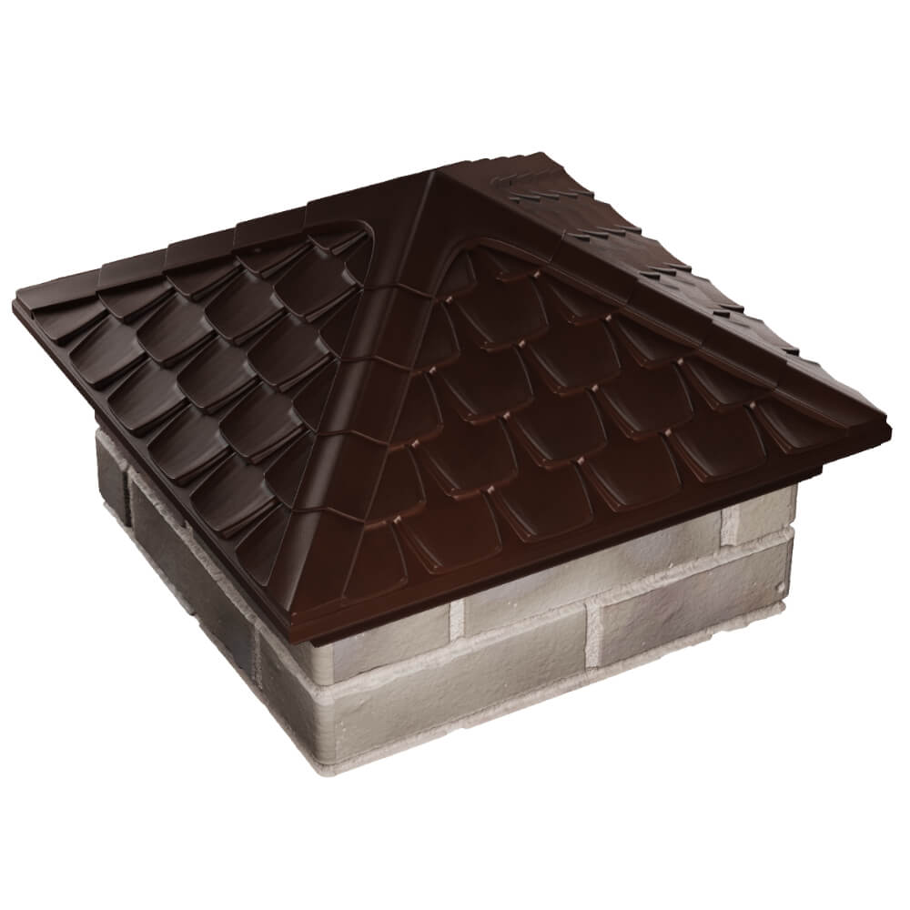 Колпак Zking Эльбрус Коричневый на столб 1.5х1.5 кирпича (385х385мм) в Анапе фото