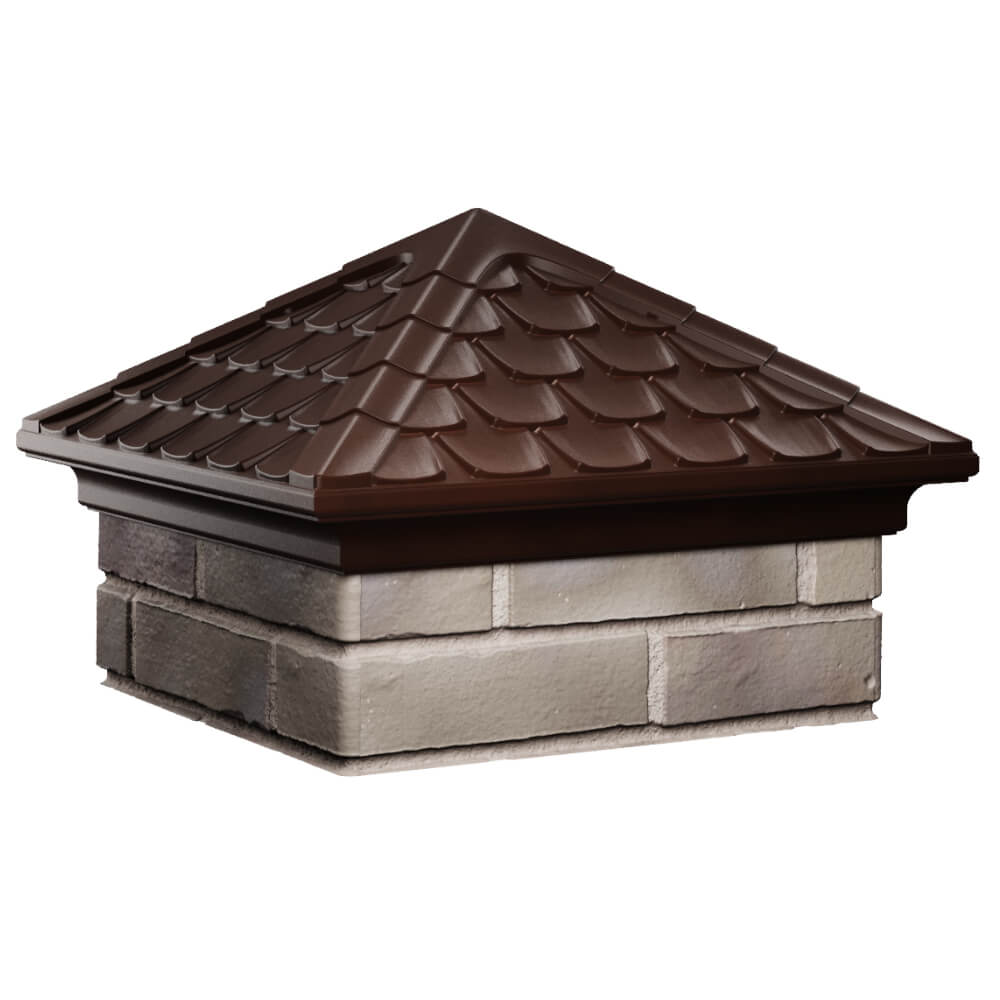 Колпак Zking Эльбрус Коричневый на столб 1.5х1.5 кирпича (385х385мм) в Анапе фото