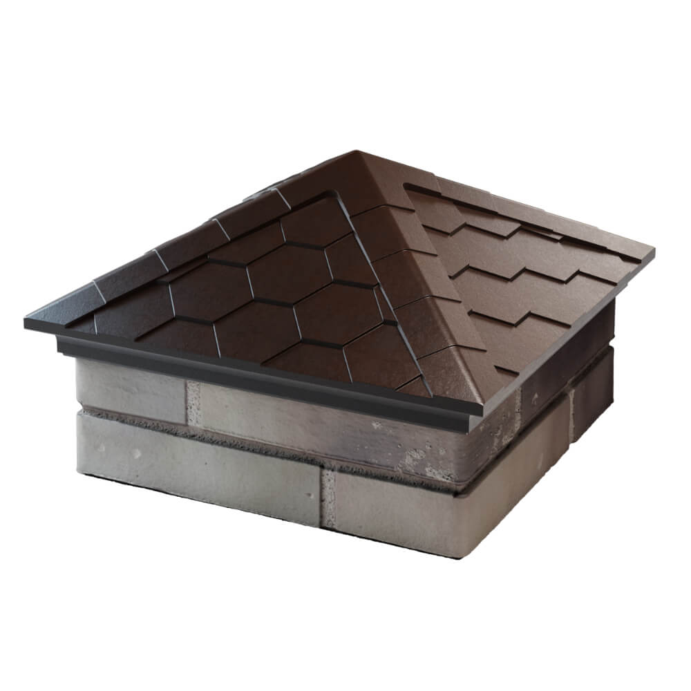 Колпак Zking Эверест Коричневый на столб 1.5х1.5 кирпича (390х390мм) в Анапе фото