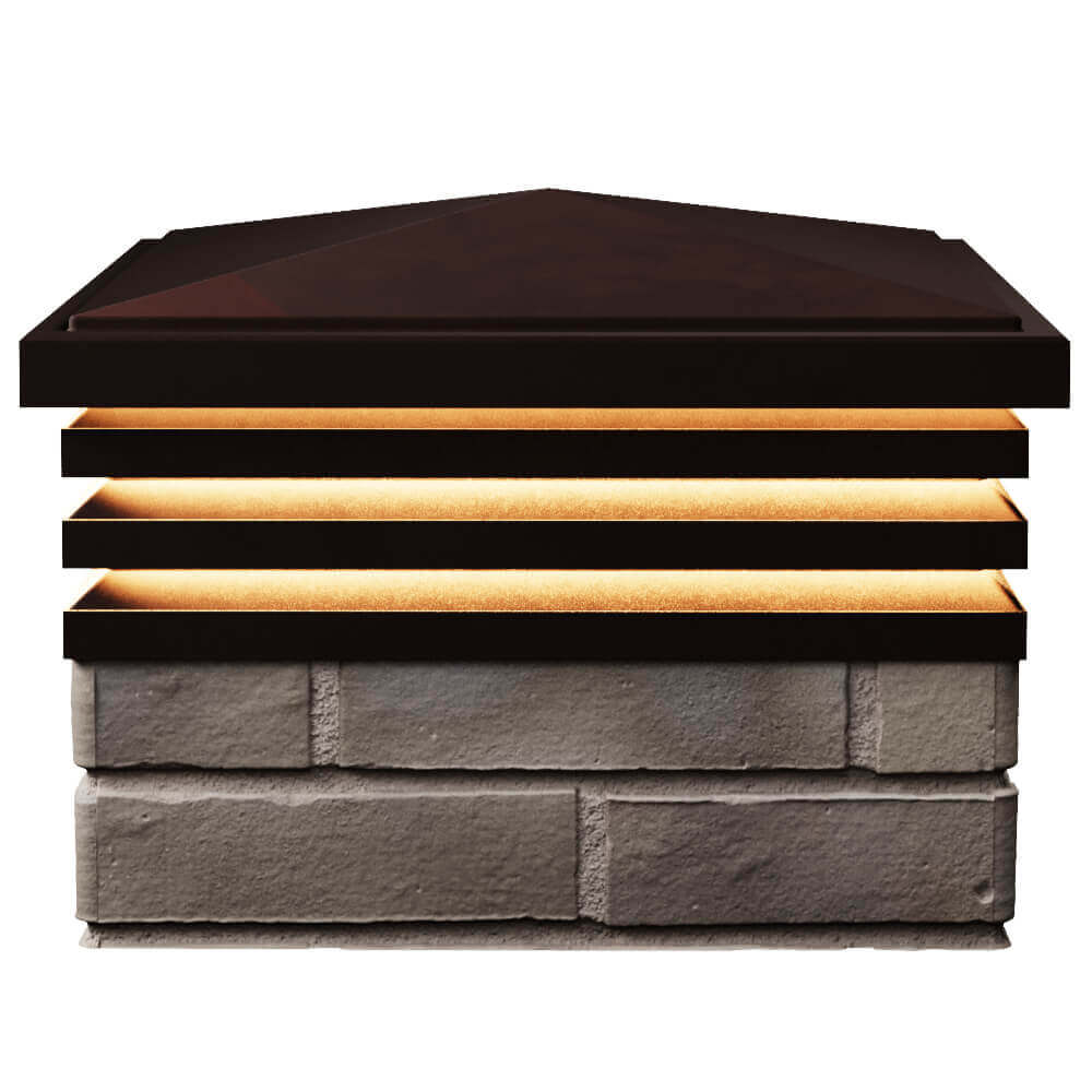 Колпак Zking Бона ХайТек Коричневый на столб 1.5х1.5 кирпича (385х385мм) с подсветкой в Анапе фото